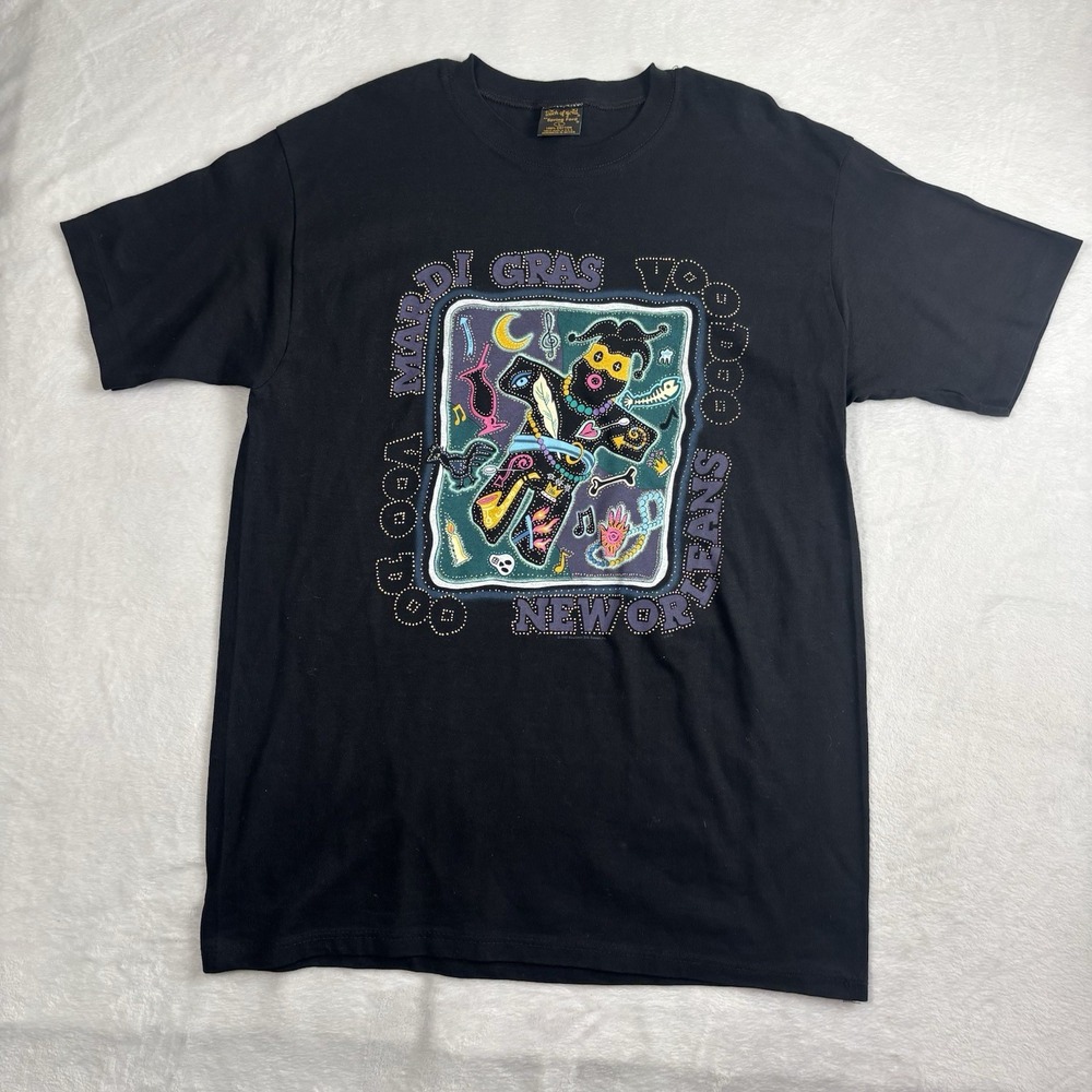 VTG Touch  of Gold Spring Ford New Orleans Voodoo Mardi Gras Black Shirt Men's L